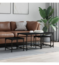 Tables basses gigognes 3 pcs noir bois d'ingénierie