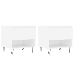 Tables basses 2 pcs blanc 50x46x50 cm bois d'ingénierie