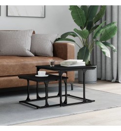 Table basse gigogne 2 pcs noir bois d'ingénierie