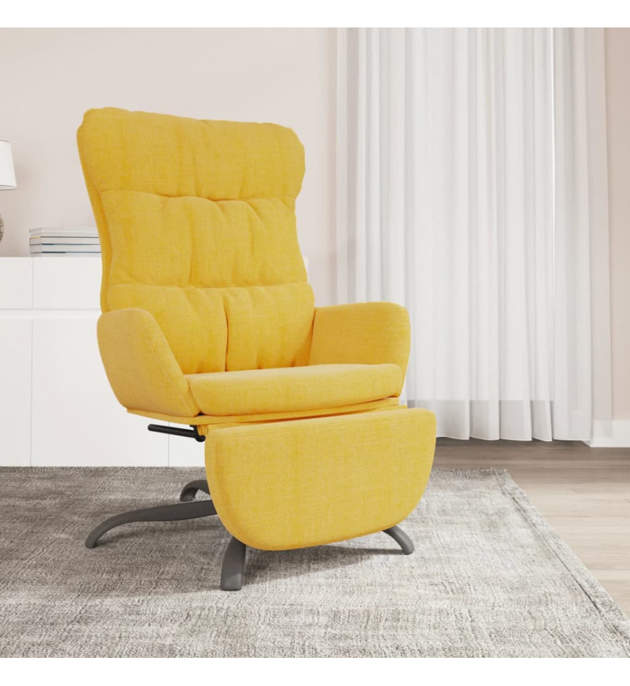 Chaise de relaxation avec repose-pied Jaune moutarde Tissu