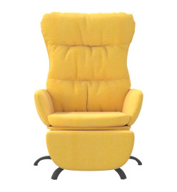 Chaise de relaxation avec repose-pied Jaune moutarde Tissu