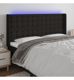 Tête de lit à LED Noir 203x16x118/128 cm Tissu