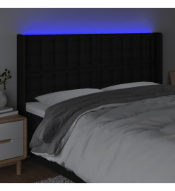 Tête de lit à LED Noir 203x16x118/128 cm Tissu