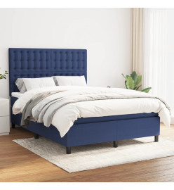 Lit à sommier tapissier avec matelas Bleu 140x190 cm Tissu