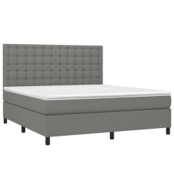 Sommier tapissier et matelas et LED Gris foncé 160x200 cm Tissu