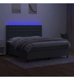 Sommier tapissier et matelas et LED Gris foncé 160x200 cm Tissu