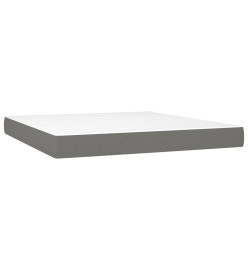 Sommier tapissier et matelas et LED Gris foncé 160x200 cm Tissu