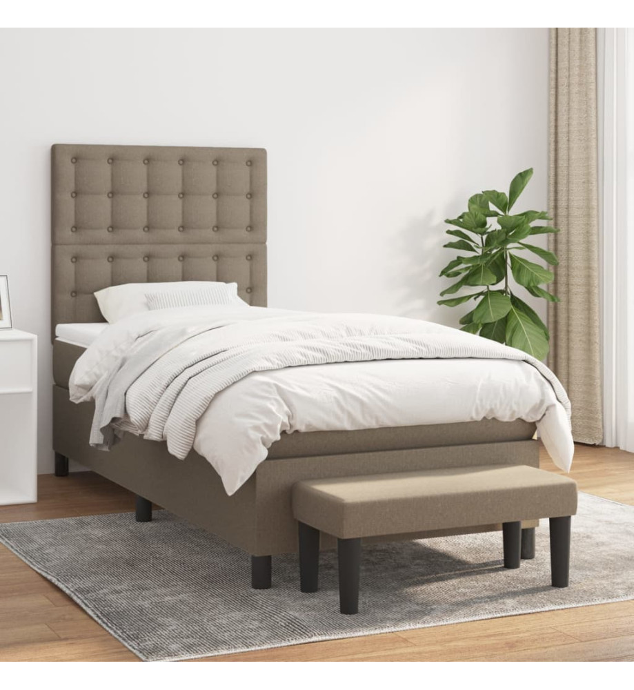 Lit à sommier tapissier avec matelas Taupe 80x200 cm Tissu Lit à sommier tapissier avec matelas Taupe 80x200 cm Tissu
