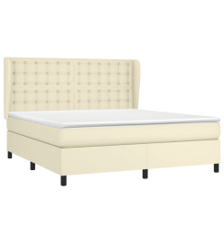 Lit à sommier tapissier avec matelas Crème 180x200cm Similicuir