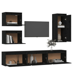 Meubles TV 6 pcs Noir Bois massif de pin