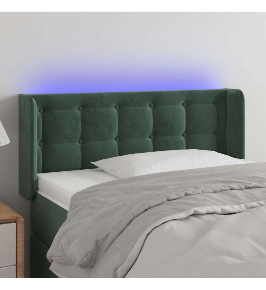 Tête de lit à LED Vert foncé 83x16x78/88 cm Velours Tête de lit à LED Vert foncé 83x16x78/88 cm Velours