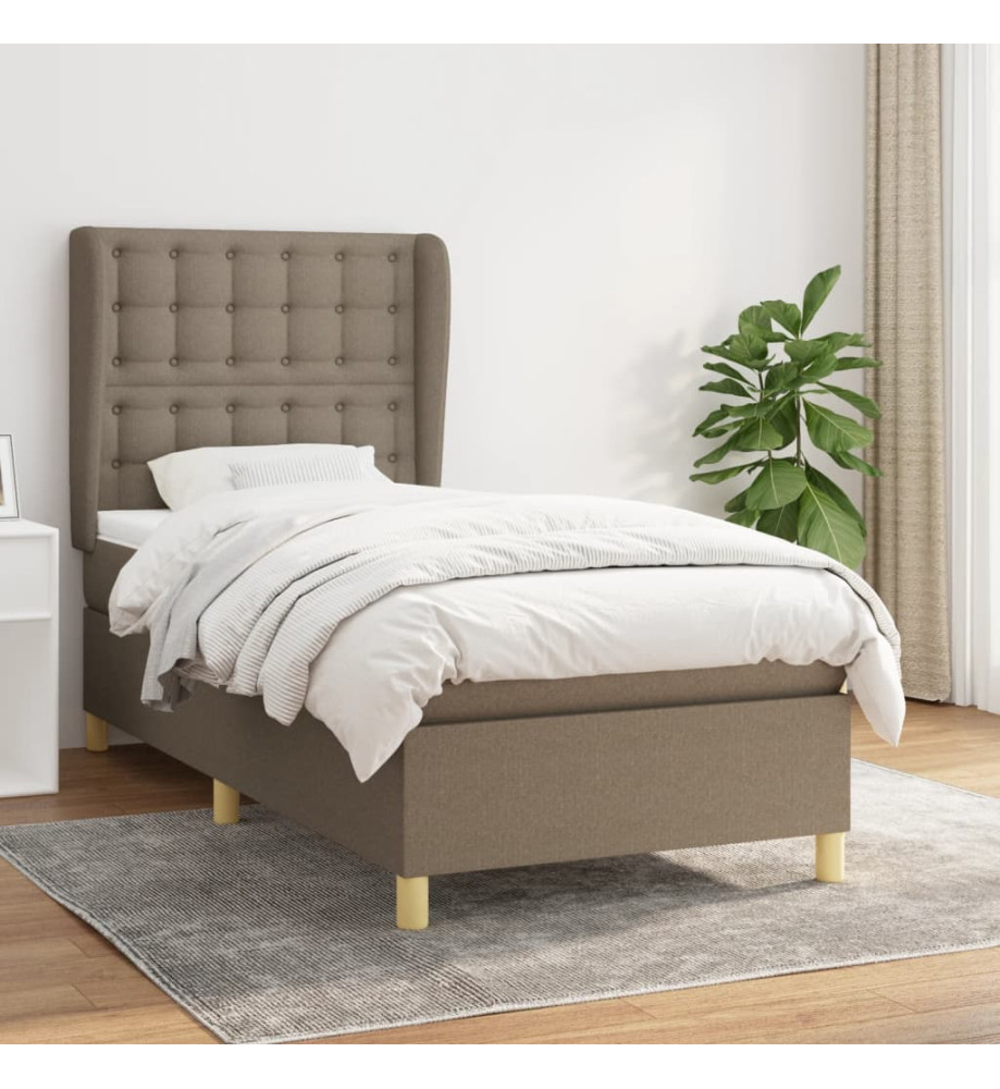 Lit à sommier tapissier avec matelas Taupe 80x200 cm Tissu Lit à sommier tapissier avec matelas Taupe 80x200 cm Tissu