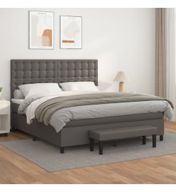 Lit à sommier tapissier avec matelas Gris 180x200 cm Similicuir