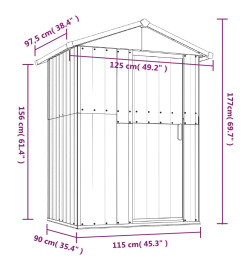 Abri de jardin Marron 126x97,5x177 cm Acier galvanisé