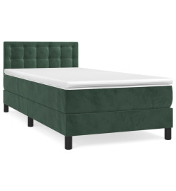 Lit à sommier tapissier avec matelas Vert foncé 90x200 cm