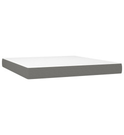 Sommier tapissier et matelas et LED Gris foncé 160x200 cm Tissu