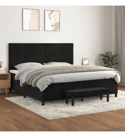 Lit à sommier tapissier et matelas Noir 200x200 cm Velours