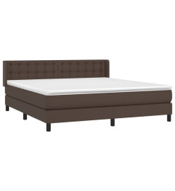Lit à sommier tapissier avec matelas Marron 180x200 cm