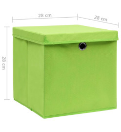 Boîtes de rangement avec couvercles 4 pcs 28x28x28 cm Vert