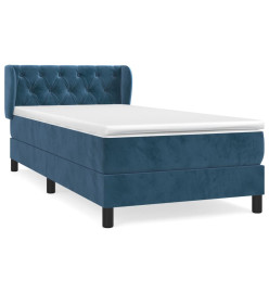 Lit à sommier tapissier et matelas Bleu foncé 80x200 cm Velours