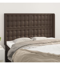 Tête de lit avec oreilles Marron 147x16x118/128 cm Similicuir