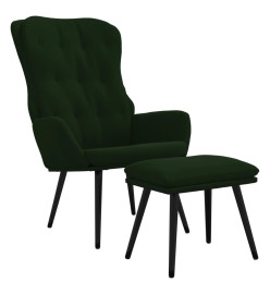 Chaise de relaxation avec repose-pied Vert foncé Velours