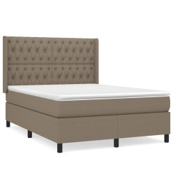 Lit à sommier tapissier avec matelas Taupe 140x190 cm Tissu