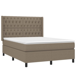 Lit à sommier tapissier avec matelas Taupe 140x190 cm Tissu