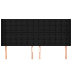 Tête de lit avec oreilles Noir 203x16x118/128 cm Tissu