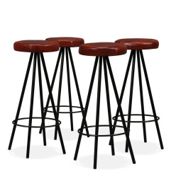 Ensemble de bar 9 pcs Bois d'acacia solide et cuir véritable