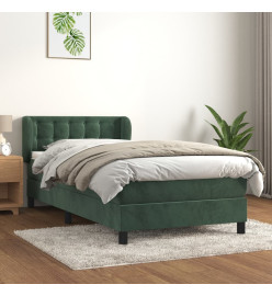 Lit à sommier tapissier avec matelas Vert foncé 90x190 cm