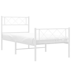 Cadre de lit métal avec tête de lit/pied de lit blanc 75x190 cm