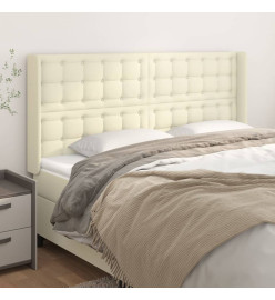 Tête de lit avec oreilles Crème 163x16x118/128 cm Similicuir