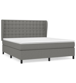 Lit à sommier tapissier avec matelas Gris foncé 160x200cm Tissu