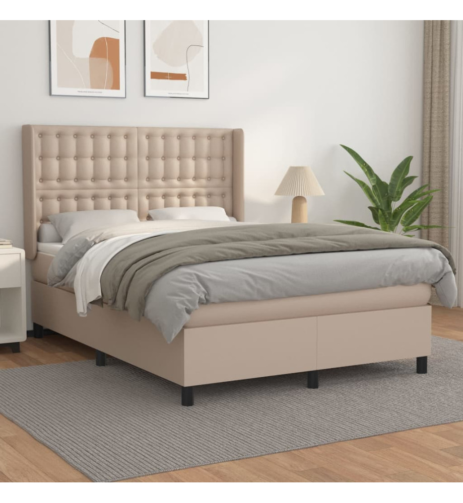 Lit à sommier tapissier avec matelas Cappuccino 140x200 cm Lit à sommier tapissier avec matelas Cappuccino 140x200 cm