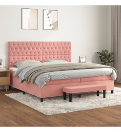 Lit à sommier tapissier avec matelas Rose 200x200 cm Velours