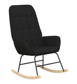 Chaise à bascule avec repose-pied Noir Tissu