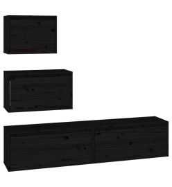 Meubles TV 4 pcs Noir Bois massif de pin