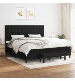 Lit à sommier tapissier avec matelas Noir 200x200 cm Tissu
