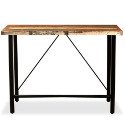 Ensemble de bar 5 pcs Bois massif recyclé et cuir véritable