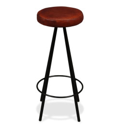 Ensemble de bar 5 pcs Bois massif recyclé et cuir véritable