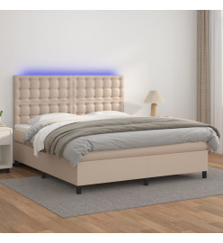 Sommier tapissier matelas LED Cappuccino 160x200 cm Similicuir