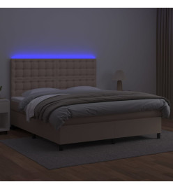 Sommier tapissier matelas LED Cappuccino 160x200 cm Similicuir