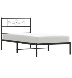 Cadre de lit métal avec tête de lit noir 107x203 cm