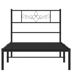 Cadre de lit métal avec tête de lit noir 107x203 cm