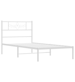 Cadre de lit métal avec tête de lit blanc 100x200 cm