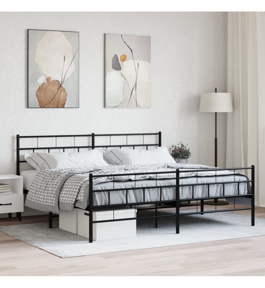 Cadre de lit métal avec tête de lit/pied de lit noir 183x213 cm Cadre de lit métal avec tête de lit/pied de lit noir 183x213 cm