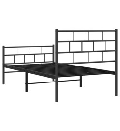 Cadre de lit métal avec tête de lit/pied de lit noir 80x200 cm
