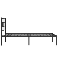 Cadre de lit métal avec tête de lit noir 75x190 cm