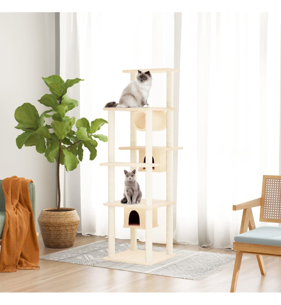 Arbre à chat avec griffoirs en sisal Crème 169 cm